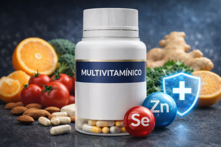 Suplemento multivitamínico imunomult com cápsulas, vitaminas e minerais para fortalecimento do sistema imunológico
